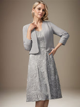 A-line V-Neck Knee-Length Chiffon Lace Mother of the Bride Dress With Beading Sequins